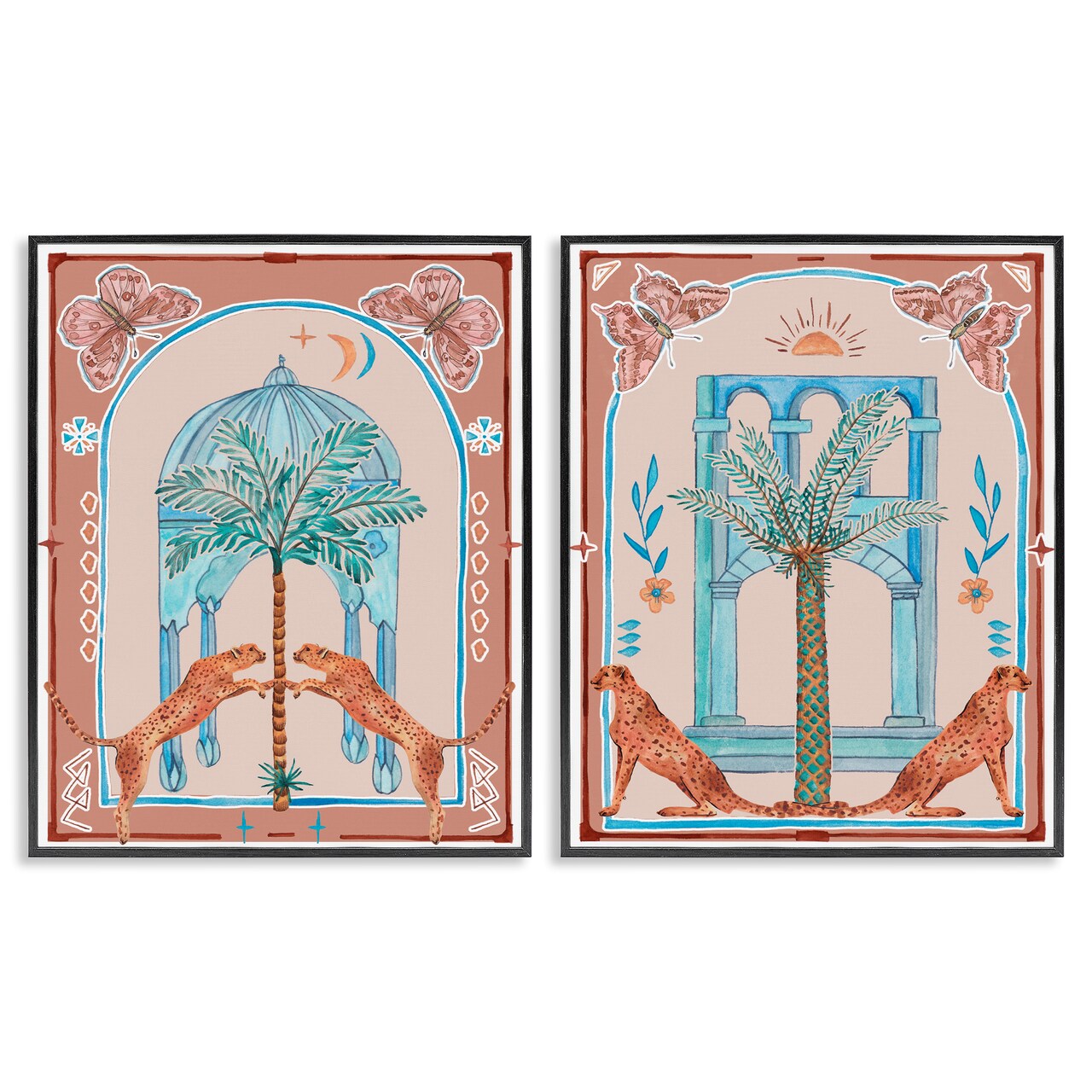Stupell Industries Doorway Cheetah Palms 2 pc Framed Giclee Wall Art Set Design by Melissa Wang